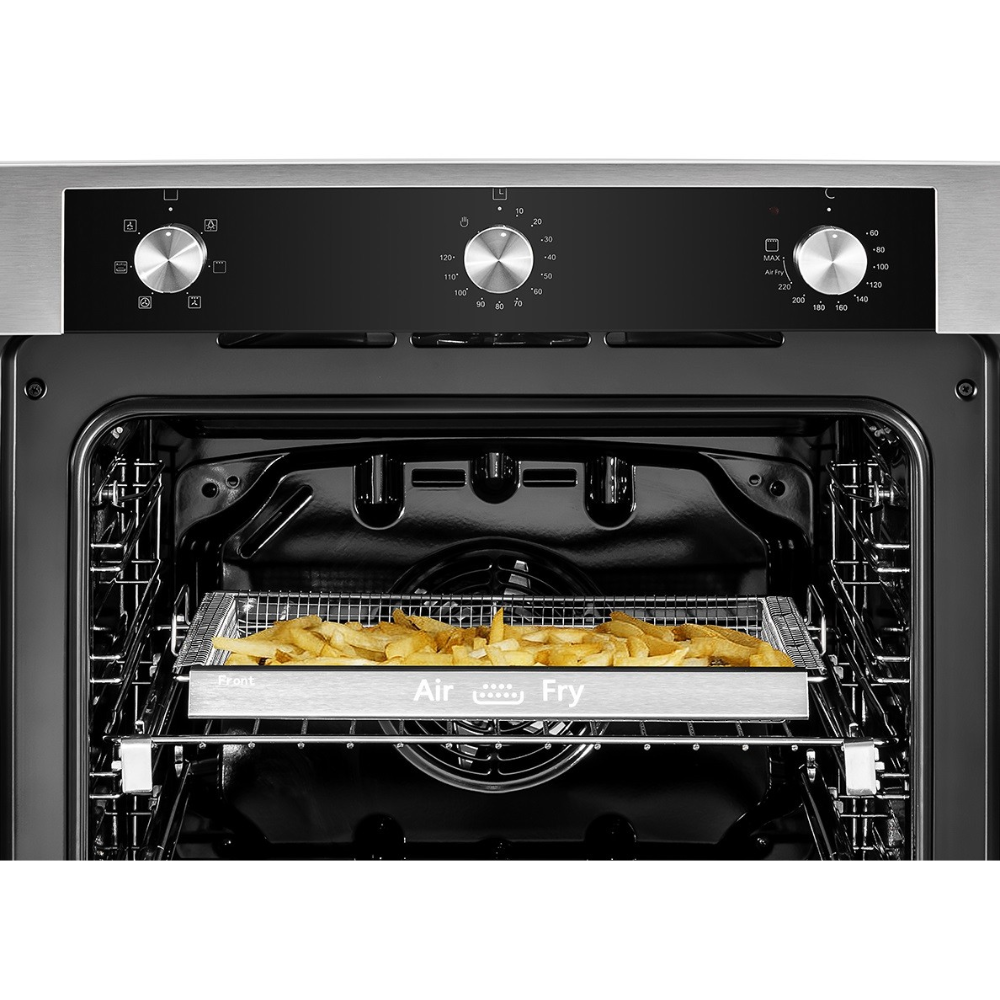 FORNO ELÉTRICO TECNO ORIGINAL TO73 EXDB EM INOX ESCOVADO PUXADOR TUBULAR EM  INOX MULTIFUNÇÕES COM AIRFRY